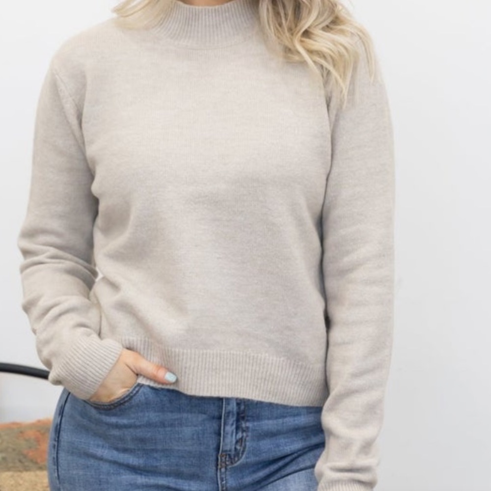 Oatmeal mock neck sweater